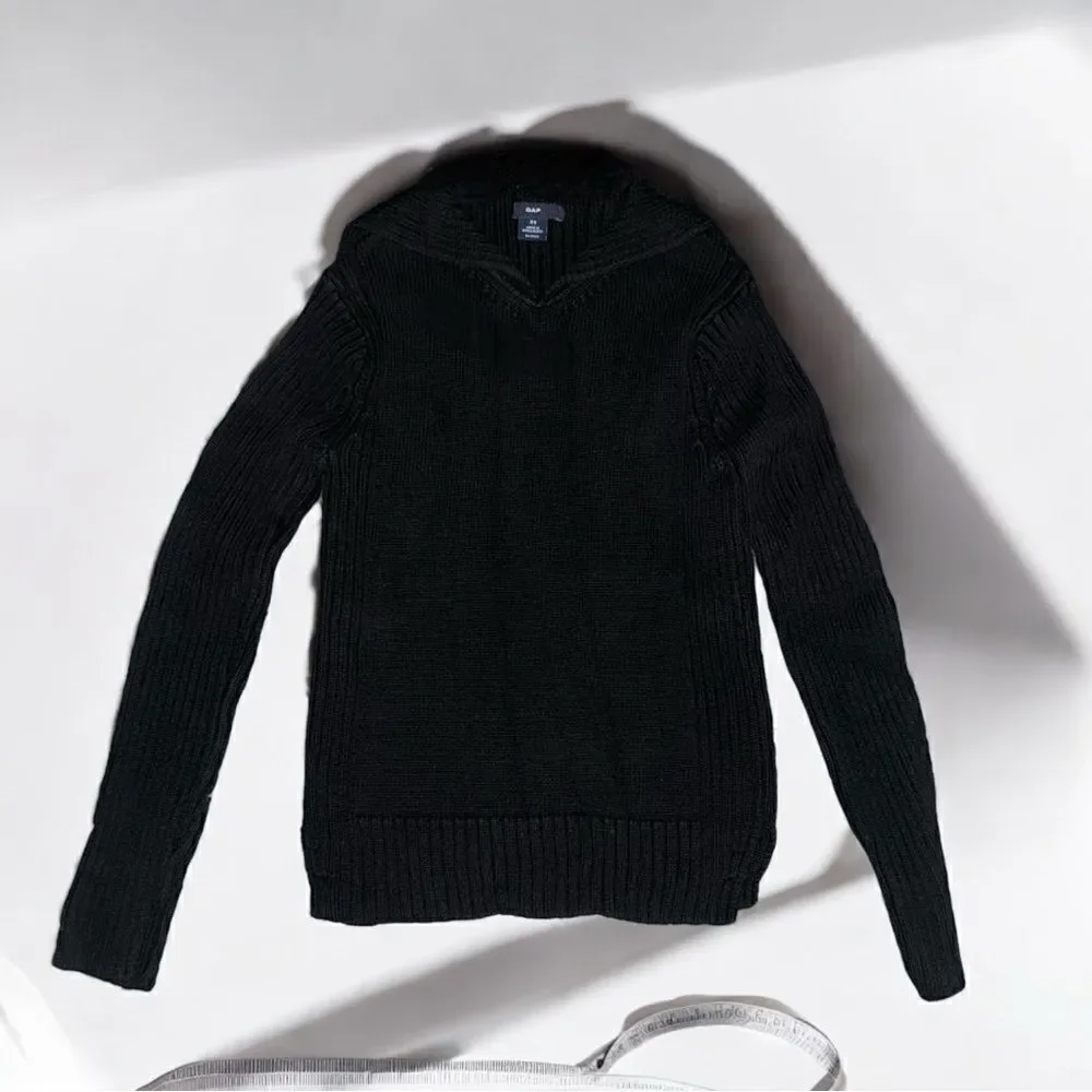 GAP l Kids Black Long-Sleeve Sweater l Flap Collar l XS l EUC